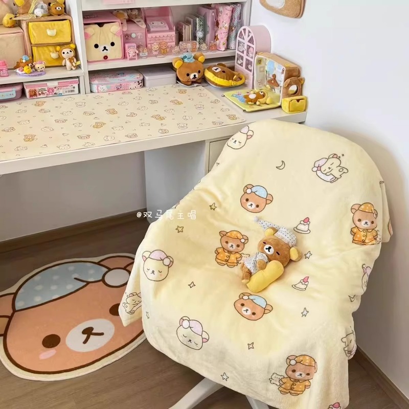 Fire Blanket Kitchen - Cartoon Rilakkuma Flanell-Decke mit Lazy Bear-Print,